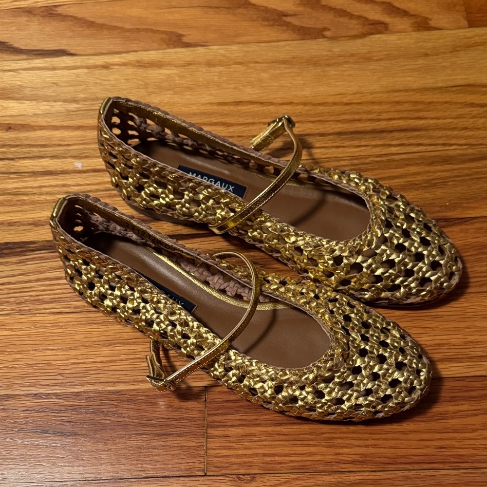 Margaux Gold Woven Ballet Flats